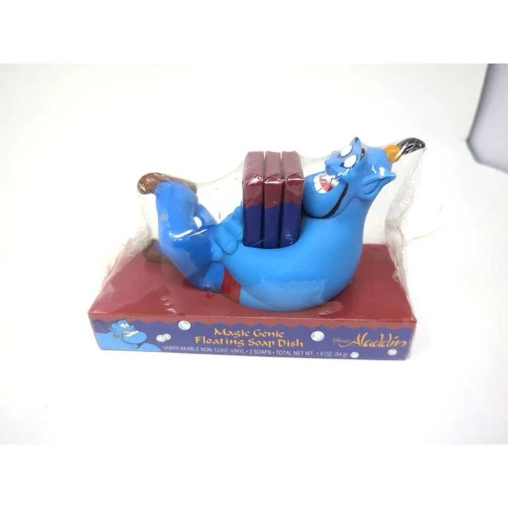 Disney Aladdin Magic Genie Floating Soap Dish + 3 Soaps NEW SEALED Rare Vintage